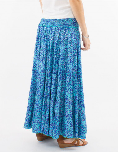 Falda larga poliester con volantes sari...