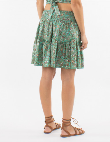 Falda corta poliester sari estampado plata