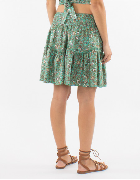 Falda corta poliester sari estampado plata