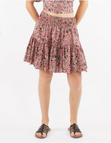 Falda corta poliester sari estampado plata