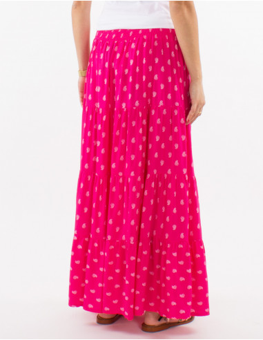 Falda larga viscosa cintura smocke estampado bali