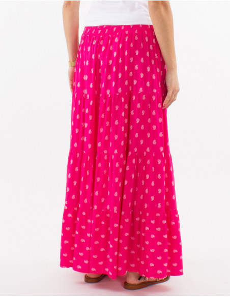 Falda larga viscosa cintura smocke estampado bali