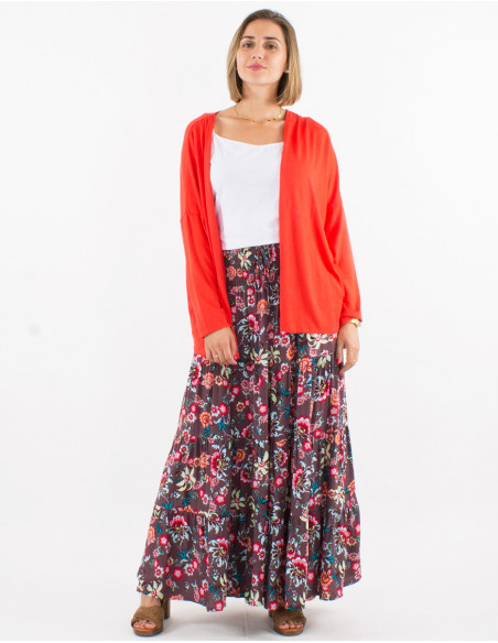 Falda larga viscosa cintura smocke estampado bohemia