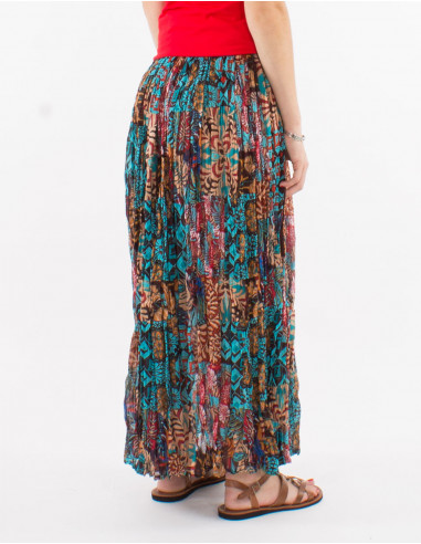 Falda velo de algodon arrugada estampado ethno