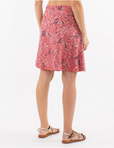 Falda corta poliester cruzada estampado plata