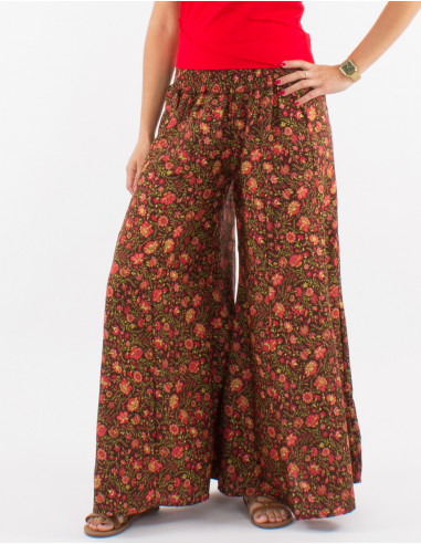 Pantalon ancho poliester sari estampado