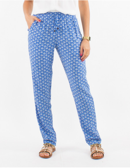 Pantalon viscosa cintura elastica estampado arabesque
