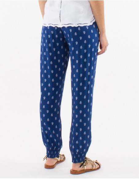 Pantalon viscosa bas smocke cintura elastica estampado bali
