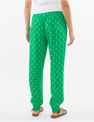 Pantalon viscosa bas smocke cintura elastica...