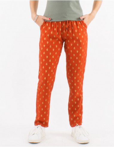 Pantalon viscosa cintura elastica estampado...