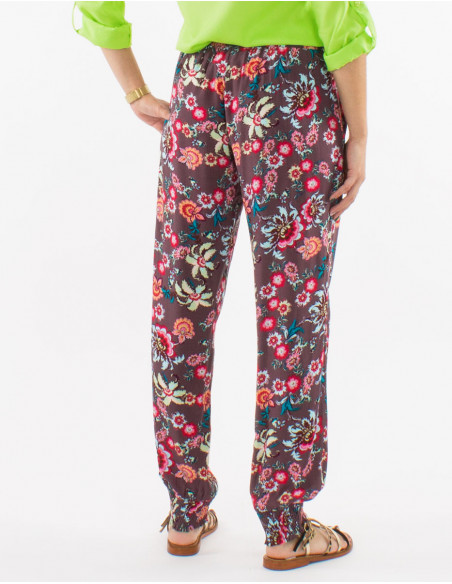 Pantalon viscosa tobillo smocke cintura elastica estampado bohemia