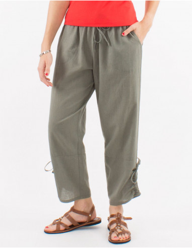 Pantalon 91% algodon 9%  lino liso