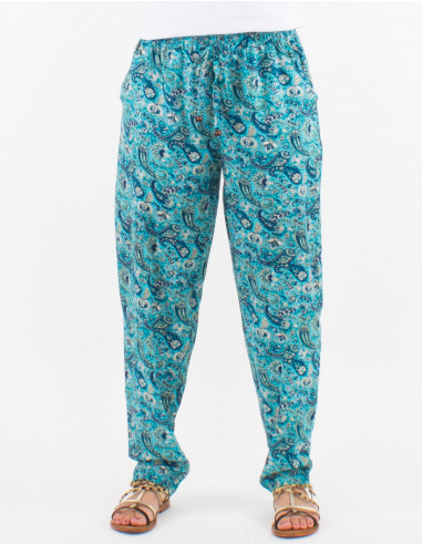 Pantalon poliester  cintura  elastica estampado...