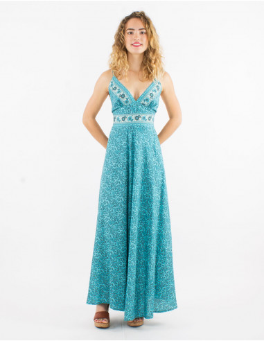 Vestido largo poliester espalda descubierta...