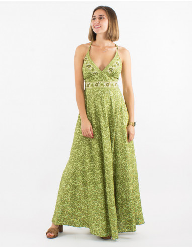 Vestido largo poliester espalda descubierta...