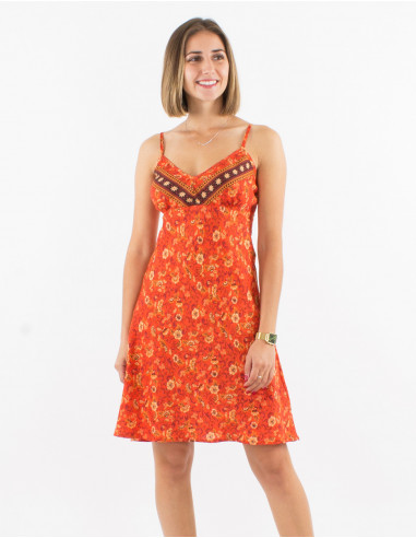 Vestido corto poliester tirantes estampado daisy