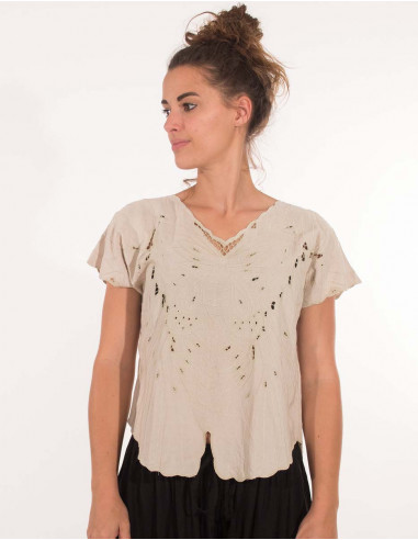 Blusa viscosa bordada mariposa