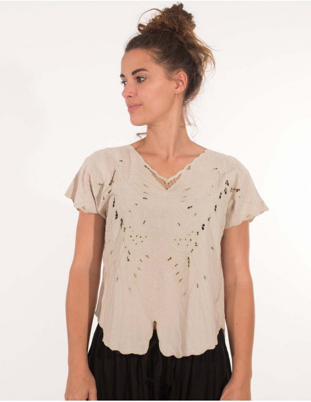 Blusa viscosa bordada mariposa