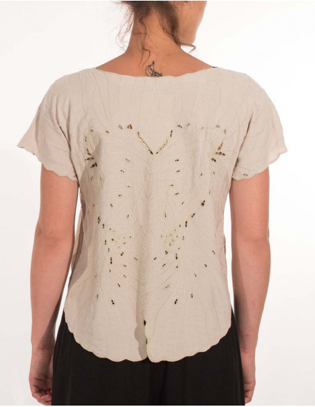 Blusa viscosa bordada mariposa