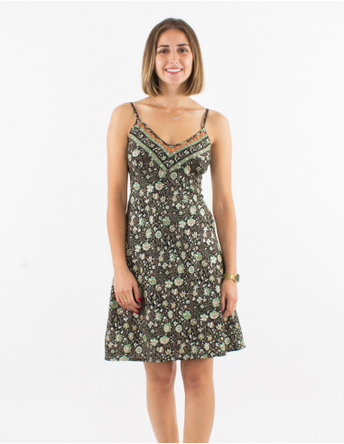 Vestido corto poliester tirantes sari estampado...