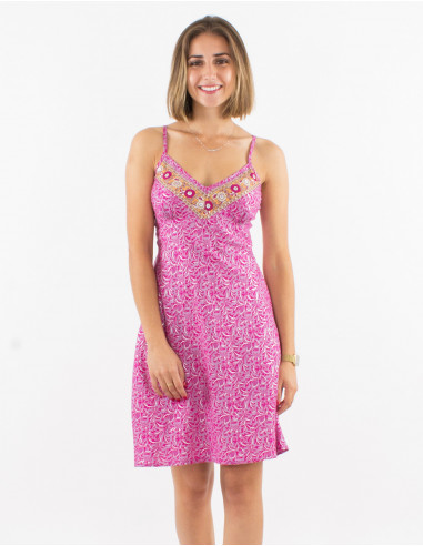 Vestido corto poliester tirantes sari estampado...