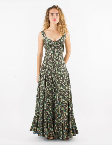 Vestido largo poliester tirantes anchos sari...