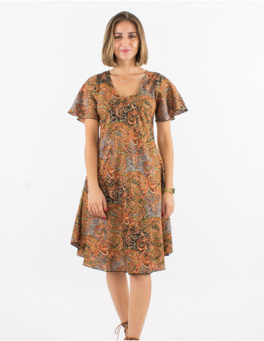 Vestido corto poliester mangas cortas sari...