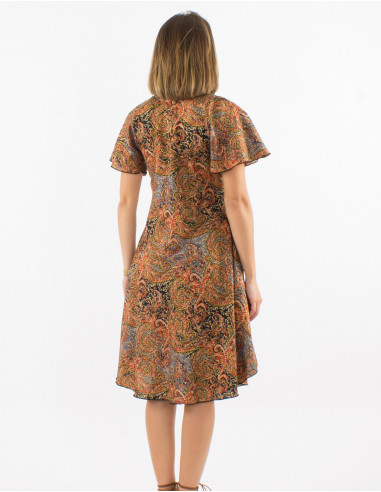 Vestido corto poliester mangas cortas sari...