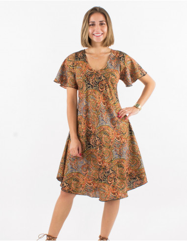 Vestido corto poliester mangas cortas sari...