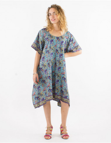 Vestido poliester mangas cortas sari plata...