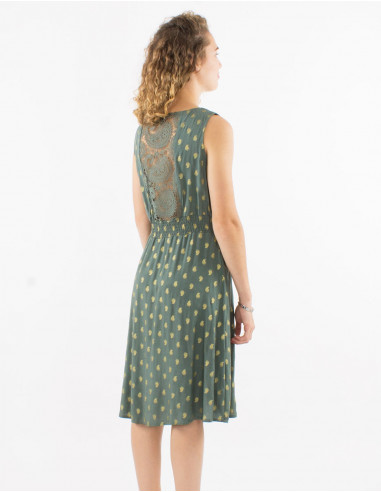 Vestido viscosa espalda encaje sin mangas...