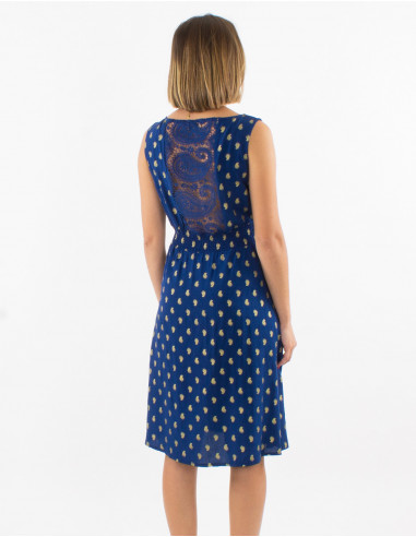 Vestido viscosa espalda encaje sin mangas...