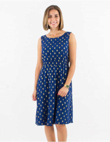 Vestido viscosa espalda encaje sin mangas...