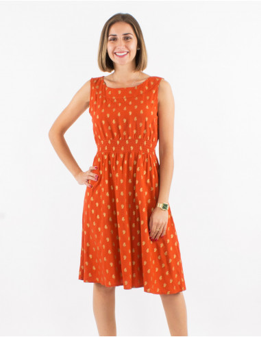 Vestido viscosa espalda encaje sin mangas...