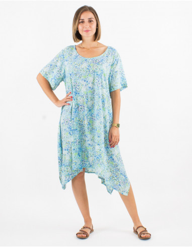 Vestido poliester mangas cortas estampado sunflower