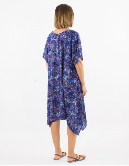 Vestido poliester mangas cortas estampado sunflower