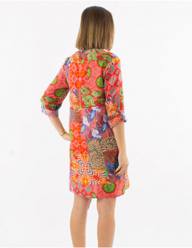 Vestido viscosa mangas 3/4 remangables...