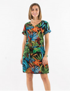 Vestido viscosa cuello v...