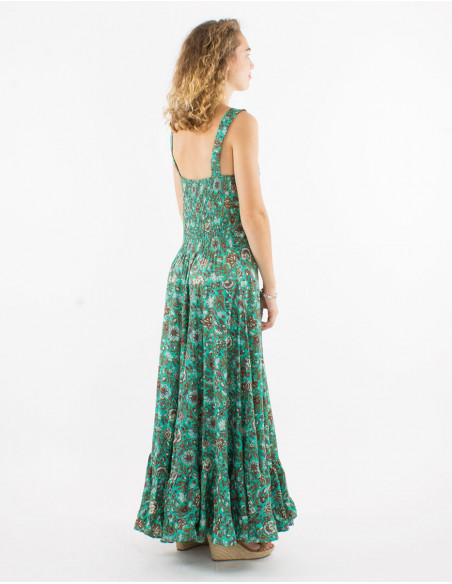 Vestido largo algodon tirantes anchos estampado bagdad