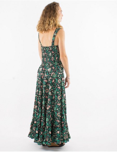 Vestido largo algodon tirantes anchos estampado bagdad