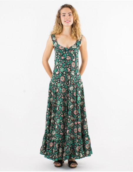 Vestido largo algodon tirantes anchos estampado bagdad