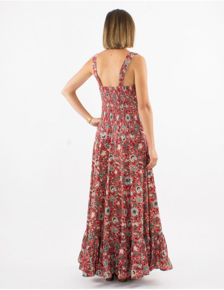 Vestido largo algodon tirantes anchos estampado bagdad