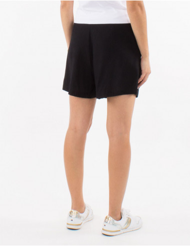 Pantalon corto viscosa liso panel frontal