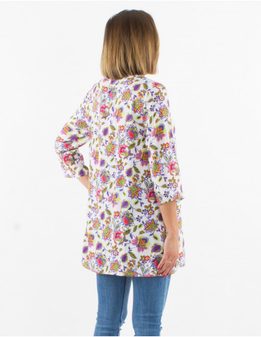 Tunica viscosa mangas 3/4 estampado paraiso