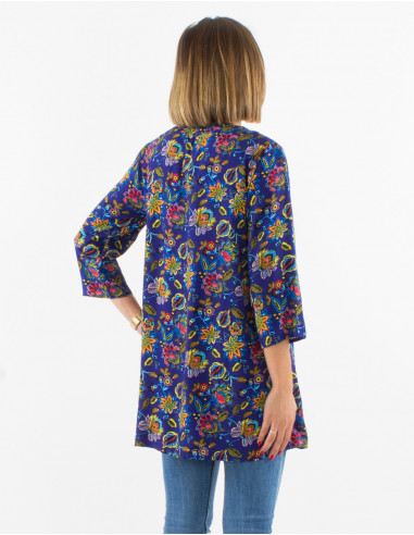 Tunica viscosa mangas 3/4 estampado paraiso