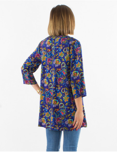 Tunica viscosa mangas 3/4 estampado paraiso