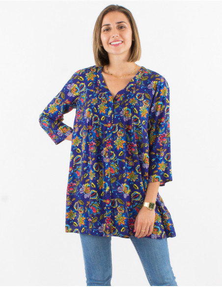 Tunica viscosa mangas 3/4 estampado paraiso
