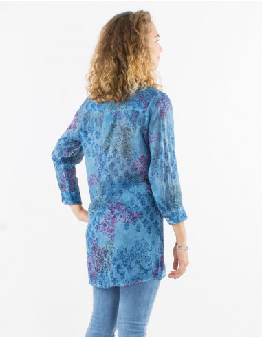 Tunica velo algodon difuminada y sobreteñido...