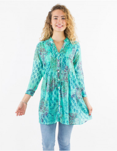 Tunica velo algodon difuminada y sobreteñido...