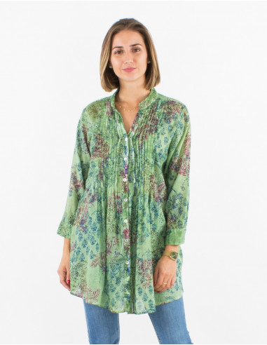 Tunica velo algodon difuminada y sobreteñido...